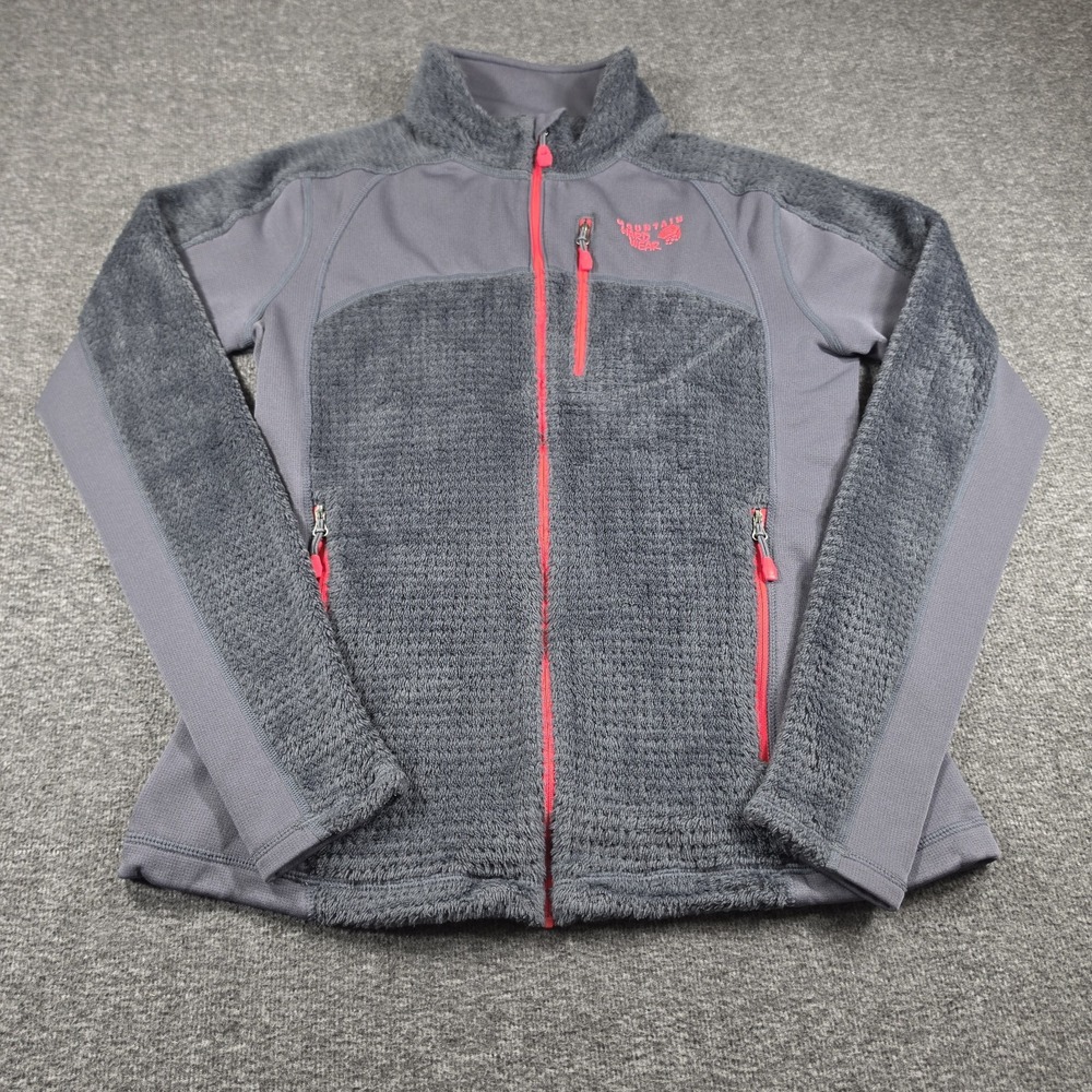 Mountain Hardwear Women's M Fleece Grid Jacket Grey Pink Polartec Thermal Pro